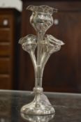 A silver four section bud vase of naturalistic design, Chester 1912.