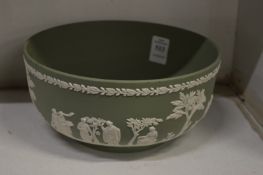 A Wedgwood green Jasperware circular bowl.