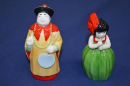 Two Royal Worcester porcelain candle snuffers.