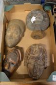 African carved wood masks.
