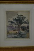 Henri Harpignies, river landscape, watercolour, signed.