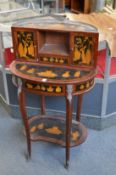 A French style inlaid mahogany two-tier occasional table.