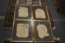 Tara, a set of four portrait busts of women, prints.