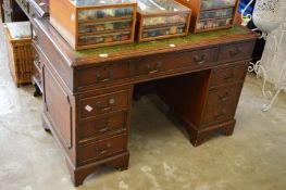 Mahogany pedestal desk.
