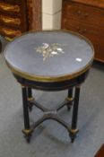 A 19th century ebony and ormolu mounted marble inset slate table.