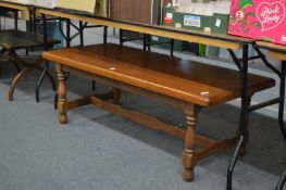 An oak coffee table.