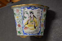 A Canton enamel jardiniere.