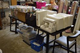 Embroidery interest, a collection of six electronic embroidery machines with numerous accessories to