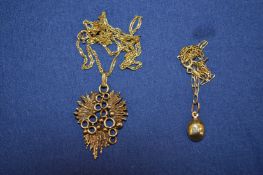 A 9ct gold pendant and chain.