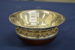 A good modern silver mounted turned wood bowl.