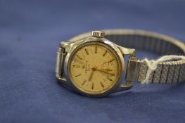 A ladies Zenith stainless steel wristwatch.