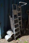 Galvanized buckets and various step ladders etc.