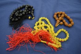 Decorative bead necklaces.