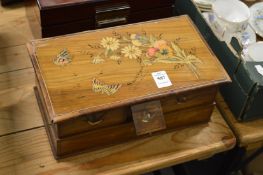 Continental inlaid olive wood jewellery box.