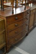A 19th century mahogany bow front chest of drawers.