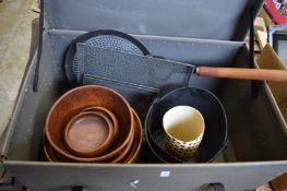 A trunk containing wooden bowls etc.