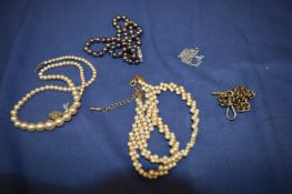Decorative bead necklaces.