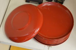 A group of lacquer dishes.