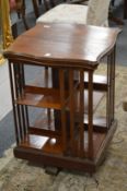 A mahogany revolving bookcase.