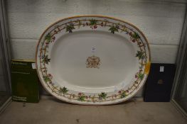 Goldsmiths Company Interest, a large pottery dish decorated in the centre with the arms of a