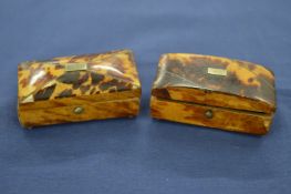 Two tortoiseshell snuff boxes.