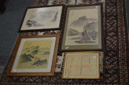 A group of four Chinese school paintings, prints.