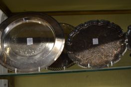 Three plated dishes/salvers.