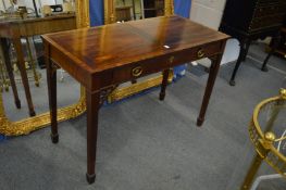 A 19th century Scottish mahogany and rosewood banded side table with a single frieze drawer, pierced