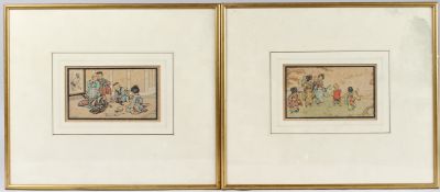 BARBARA SPURR (20TH CENTURY) scene of Japanese women and children on a hillside, another of children