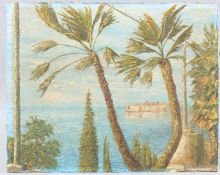 CONTINENTAL SCHOOL (20TH CENTURY) View of the sea through palm trees, oil on canvas laid on board,