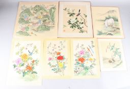 CHINESE SCHOOL Collection of five watercolours, of flowers, wildlife and landscape, largest 31.5cm x