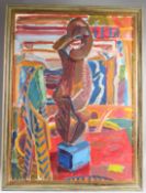 GEORGE HOOPER (1910-1994) Still life with statue, acrylic on board, passed down to the current owner