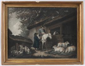 JOHN RAPHAEL SMITH (1752-1812) AFTER GEORGE MORLAND, 'The Horse Feeder', coloured mezzotint,
