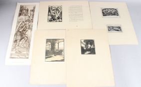 20TH CENTURY SCHOOL Collection of wood engravings and a lithograph, various sizes, unframed