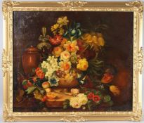 DUTCH SCHOOL (19TH CENTURY) Still life with flowers in a vase, oil on canvas, 63cm x 75cm