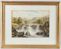 CHARLES A. BOOL (19TH CENTURY) pair of watercolours, Waterfalls in mountain landscapes, both signed,