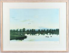 SIR PETER SCOTT 'Sunset from the Artist's window' colour print, published by Ackermann, Nov.1954