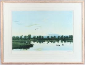 SIR PETER SCOTT 'Sunset from the Artist's window' colour print, published by Ackermann, Nov.1954