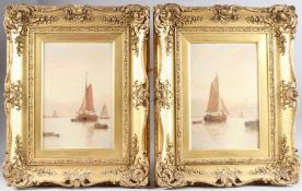 GEORGE SAMUEL WALTERS (19TH / 20TH CENTURY) 'Sunset on the Maas' and 'Sunset, Holland' moored