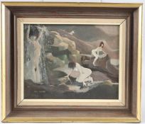 MALCOLM GREGORY 'Unicorn Phantasy' oil on board, signed, extensively inscribed verso and dated 1981.