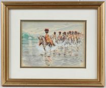 CIRCLE OF REGINALD WYMER A military mounted band, possibly the Royal Scots Dragoon Guards,