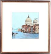 JOHN FISHER (b.1938) View of Venice, oil on paper, signed and dated indistinctly (89?) 25.5cm x 26.