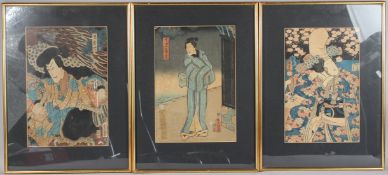 UTAGAWA KUNISADA Two studies of Actors, and another by KUNIYOSHI colour woodblock prints, signed and