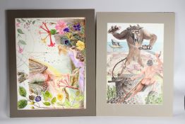 JULIA PARKER 'Theseus and the Minotaur' Ink and watercolour, signed and dated '75, 56.5cm x 39.5cm