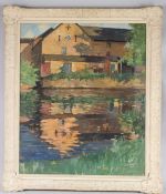 CHARLES AIRD Mill house by a river, oil on canvas, signed, 61cm x 51cm