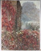 20TH CENTURY SCHOOL View of flowers in a garden, oil on canvas, indistinctly signed, unframed,