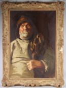 NEWLYN SCHOOL (20TH CENTURY) Portrait of a fisherman, oil on canvas, 75cm x 49cm