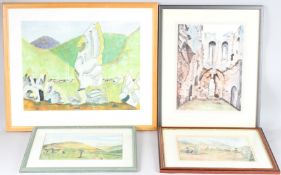 J.BARNARD (20TH CENTURY) Castlerigg stone circle two other watercolours of standing stones, and