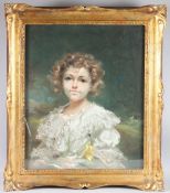 LEON JOHN SPRINCK (1866-1948) Portrait of a young girl, pastel on canvas, signed, 60cm x 49cm