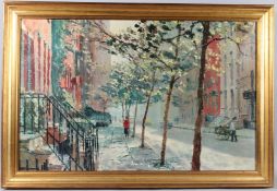HAYWOOD (20TH CENTURY) 'Quiet Street' oleographic print, 57cm x 91cm